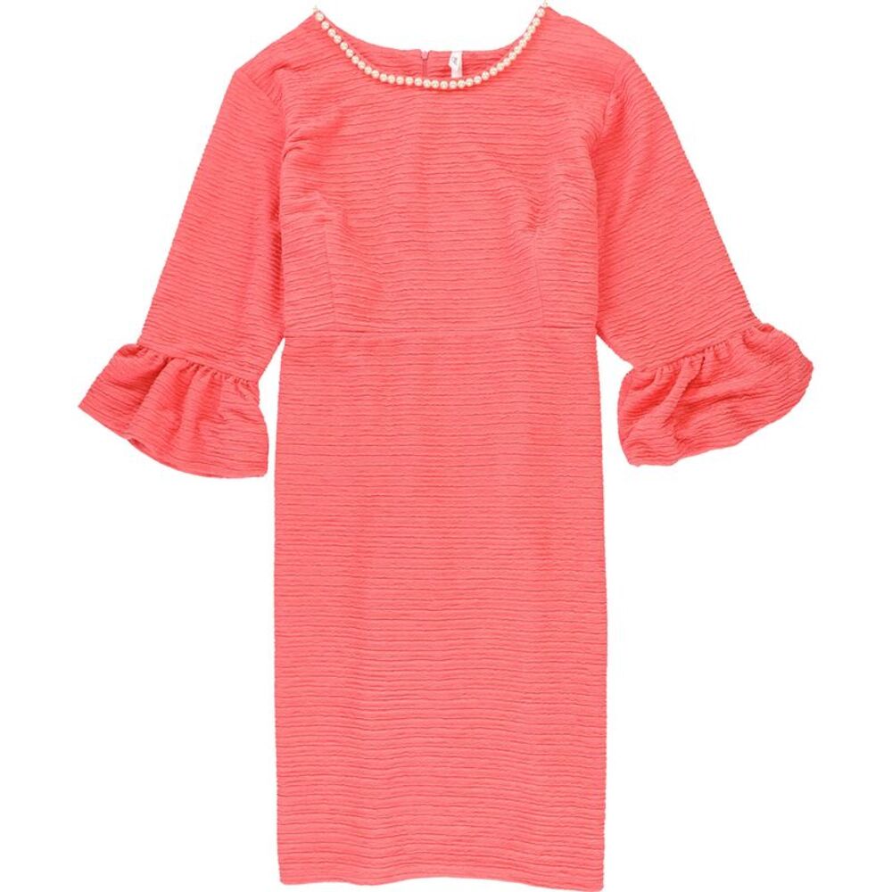 NY Collection Womens Plus Size Pearl Trim Midi Dress, NWT